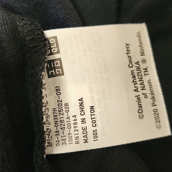 UNIQLO X DANIEL ARSHAM Pokemon Black Graphic Short Sleeve Cotton Tee Anime Large - Picture 8 of 8